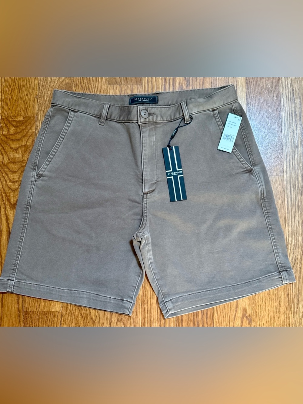 Liverpool Men's Flat Front Cotton Shorts in Taupe